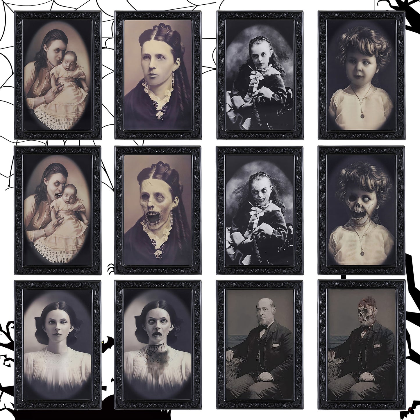 Halloween 3D Changing Face Portrait Frame – Spooky Haunted Wall Decoration, Horror Picture for Home, Party, Haunted House Decor